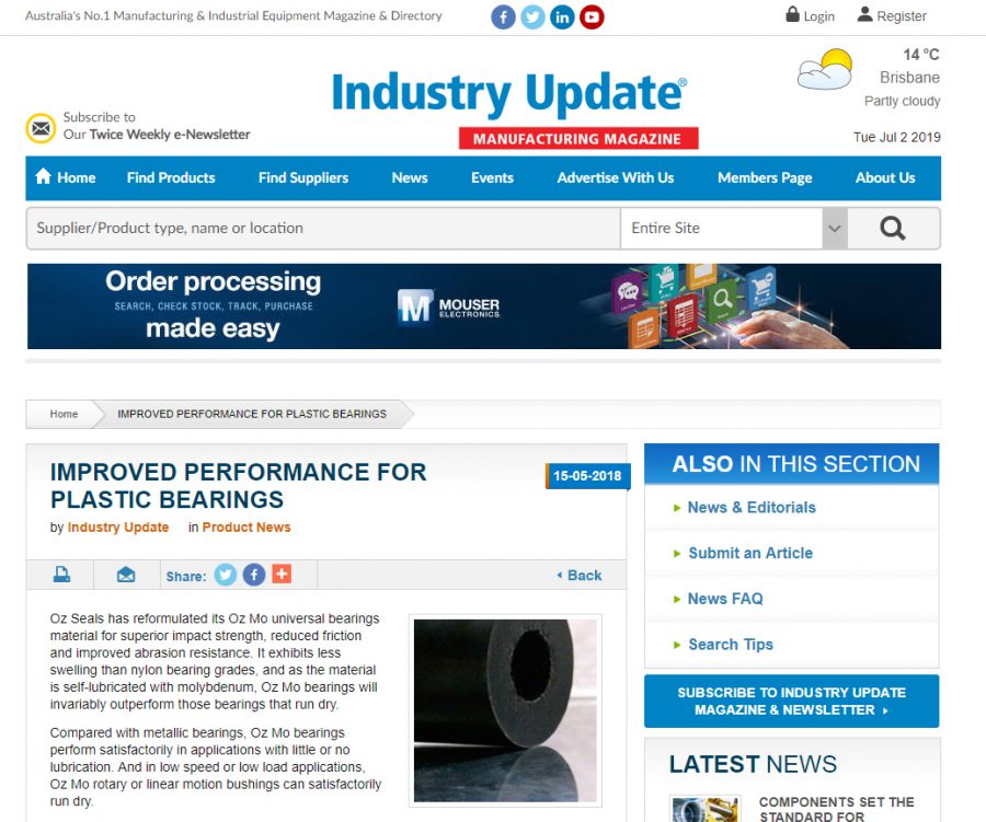 Improved performance for plastic bearings