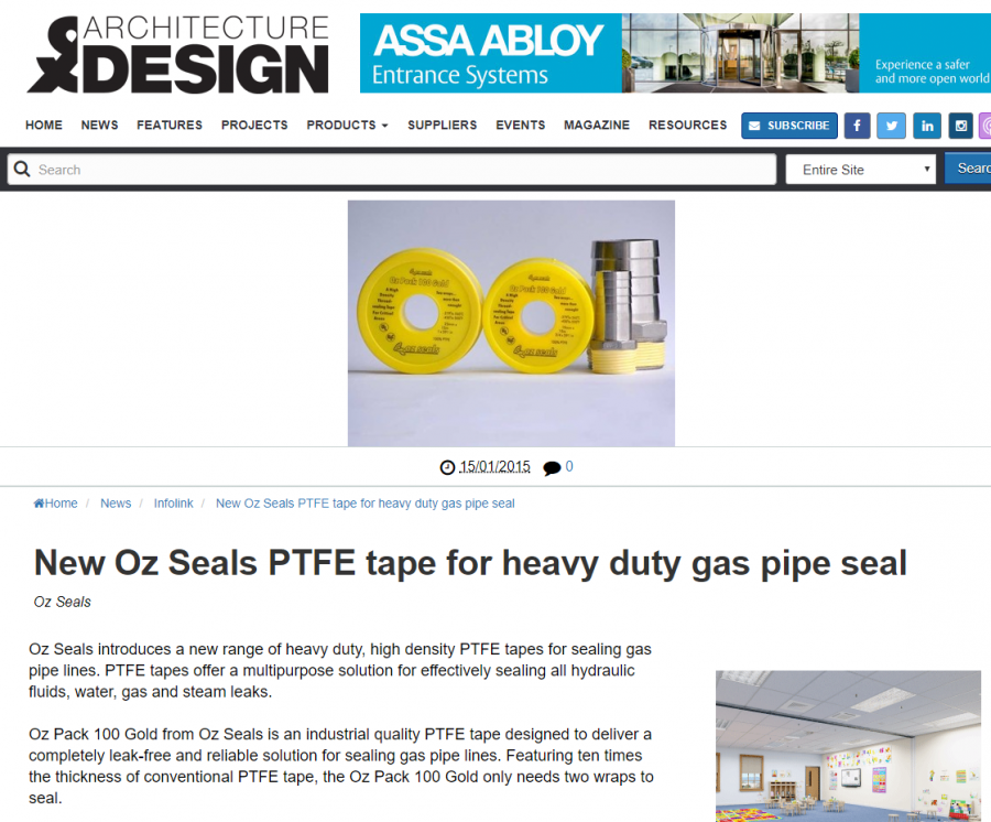 Oz Seals PTFE tape for heavy duty gas pipe seal